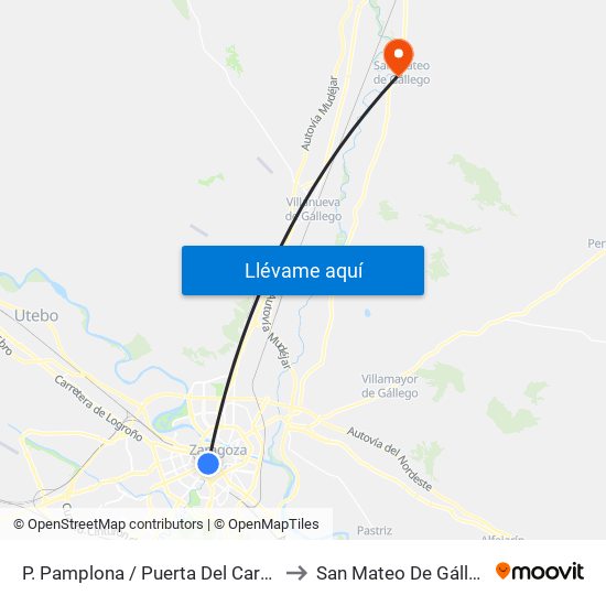P. Pamplona / Puerta Del Carmen to San Mateo De Gállego map