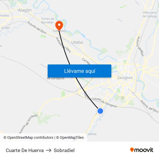 Cuarte De Huerva to Sobradiel map