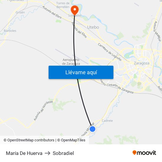 María De Huerva to Sobradiel map