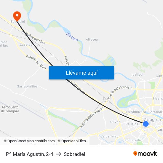 Pº María Agustín, 2-4 to Sobradiel map