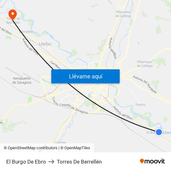 El Burgo De Ebro to Torres De Berrellén map