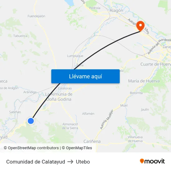Comunidad de Calatayud to Utebo map