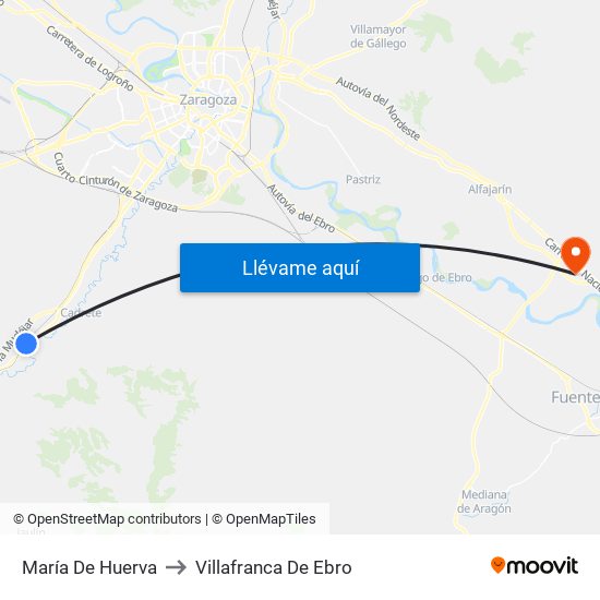 María De Huerva to Villafranca De Ebro map