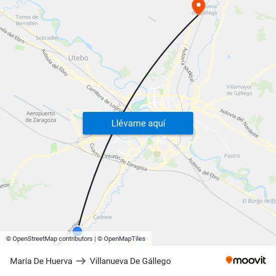 María De Huerva to Villanueva De Gállego map