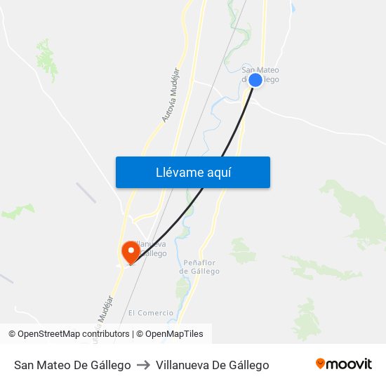 San Mateo De Gállego to Villanueva De Gállego map