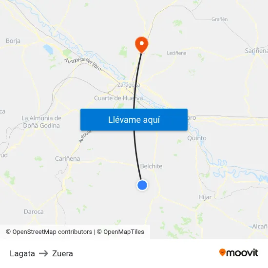 Lagata to Zuera map