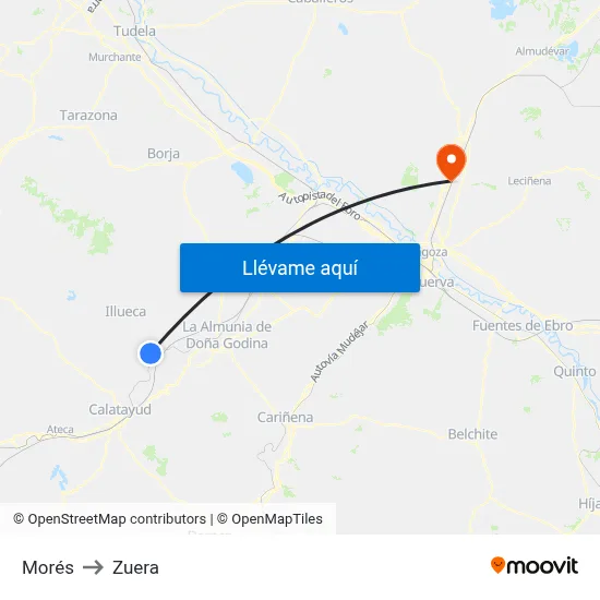 Morés to Zuera map