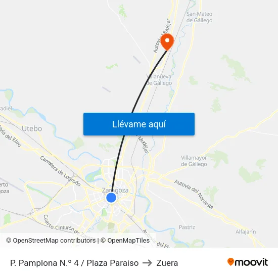 P. Pamplona N.º 4 / Plaza Paraiso to Zuera map
