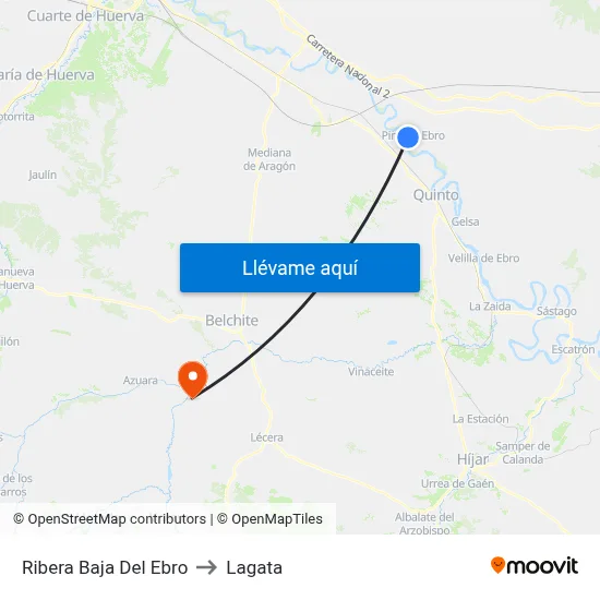 Ribera Baja Del Ebro to Lagata map