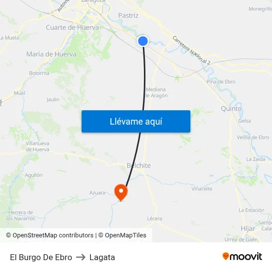 El Burgo De Ebro to Lagata map