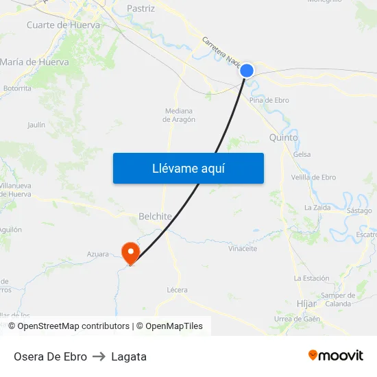 Osera De Ebro to Lagata map