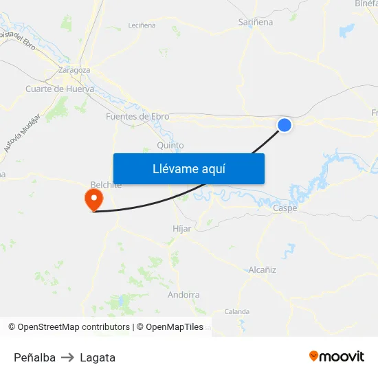 Peñalba to Lagata map