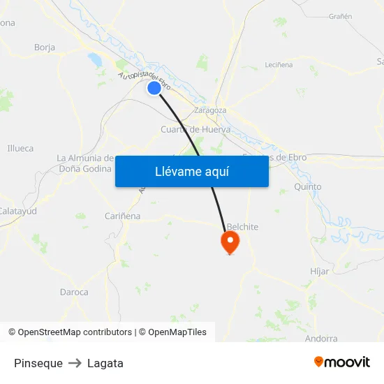 Pinseque to Lagata map