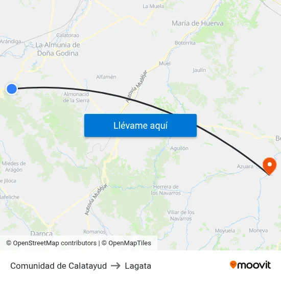 Comunidad de Calatayud to Lagata map