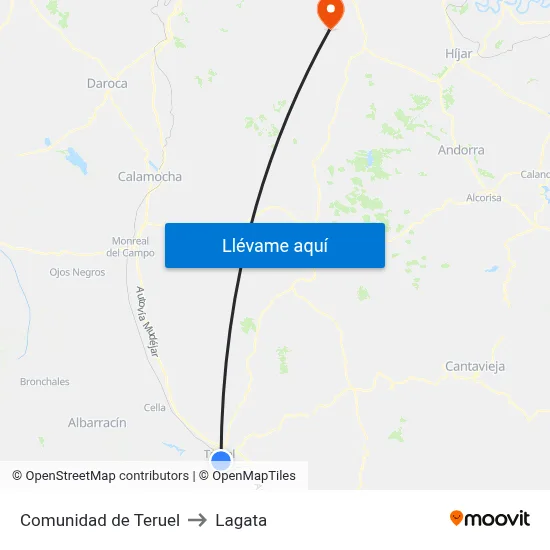 Comunidad de Teruel to Lagata map