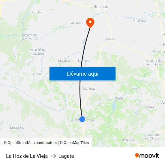 La Hoz de La Vieja to Lagata map