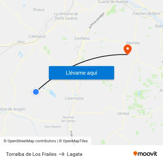 Torralba de Los Frailes to Lagata map