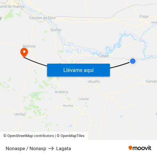 Nonaspe / Nonasp to Lagata map