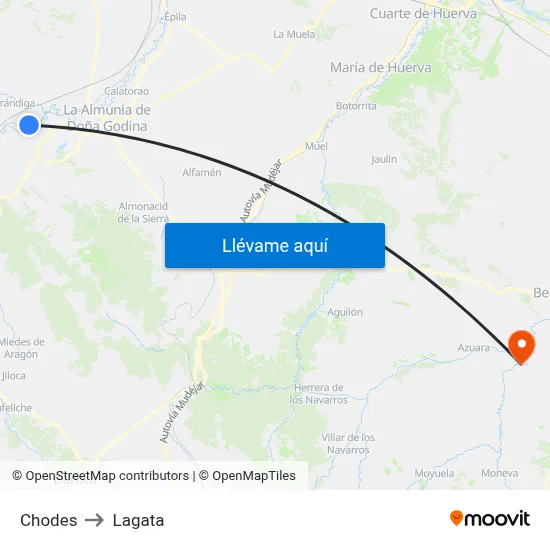 Chodes to Lagata map
