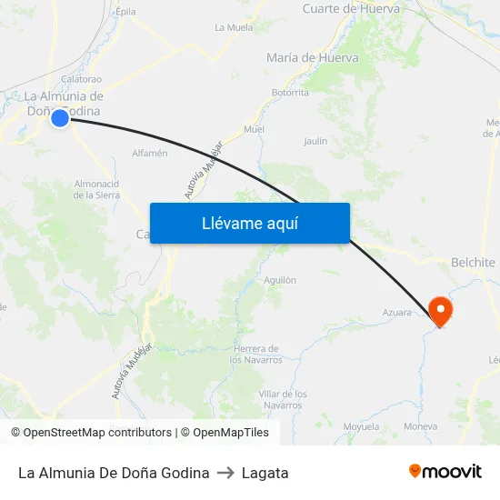 La Almunia De Doña Godina to Lagata map
