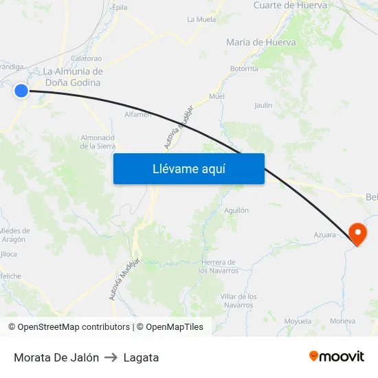 Morata De Jalón to Lagata map
