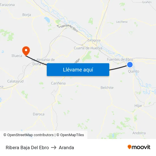 Ribera Baja Del Ebro to Aranda map