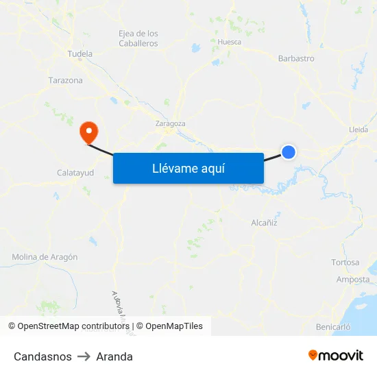 Candasnos to Aranda map