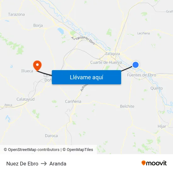 Nuez De Ebro to Aranda map