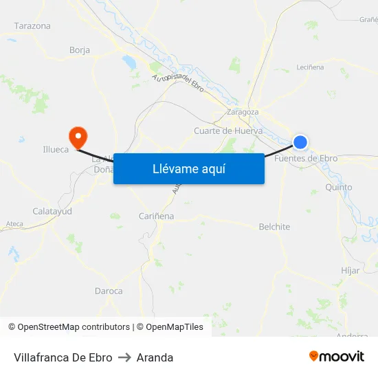Villafranca De Ebro to Aranda map