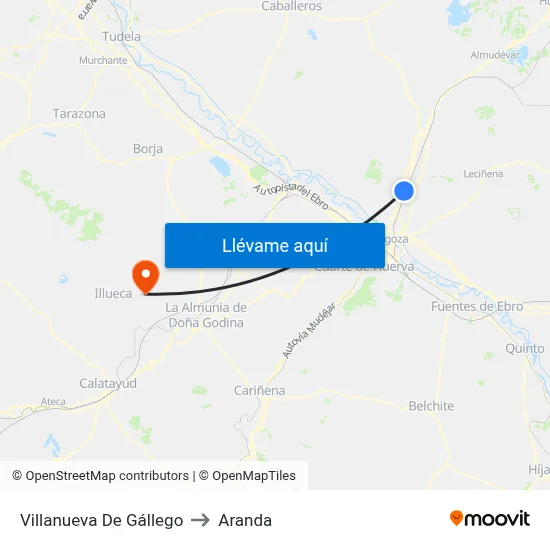 Villanueva De Gállego to Aranda map
