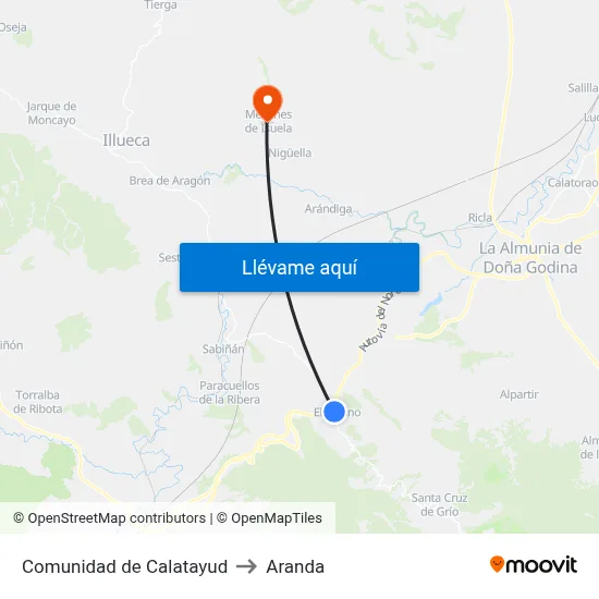 Comunidad de Calatayud to Aranda map