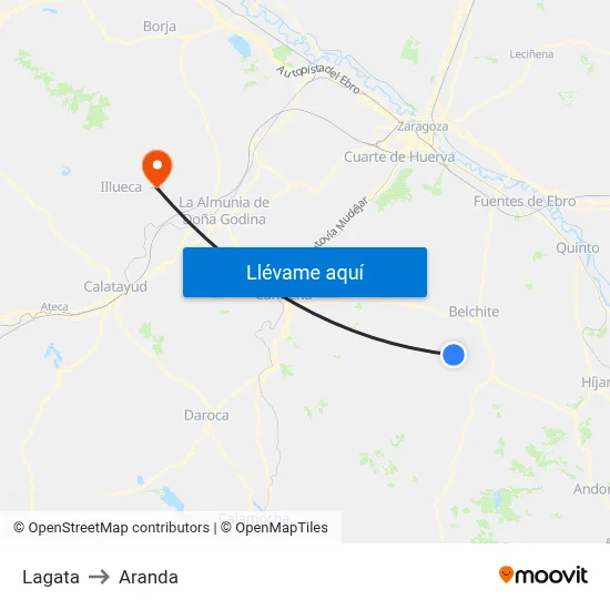 Lagata to Aranda map