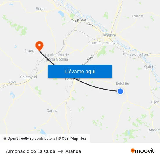 Almonacid de La Cuba to Aranda map