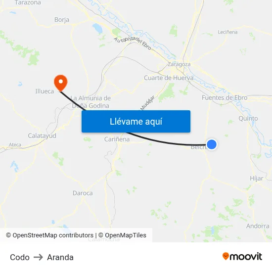 Codo to Aranda map