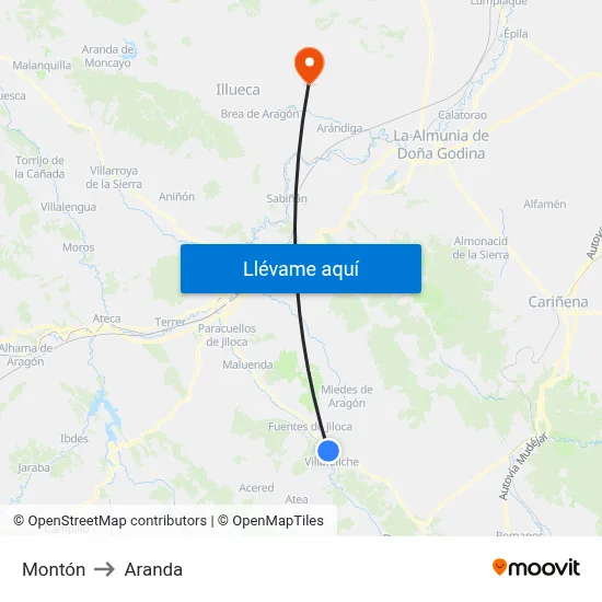 Montón to Aranda map