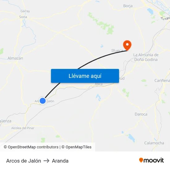 Arcos de Jalón to Aranda map