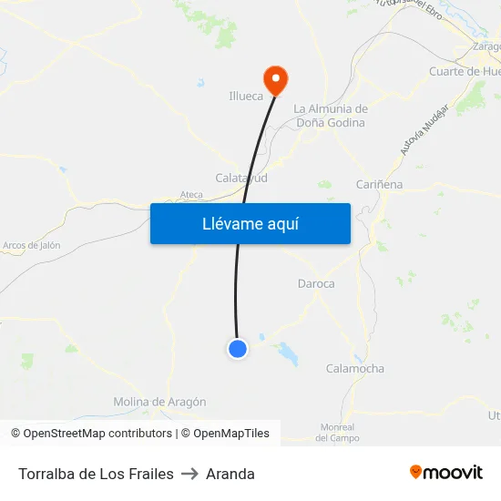 Torralba de Los Frailes to Aranda map