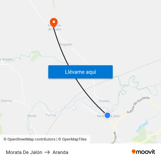 Morata De Jalón to Aranda map
