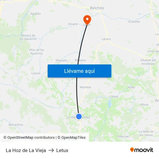 La Hoz de La Vieja to Letux map
