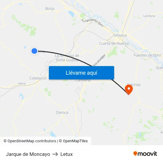 Jarque de Moncayo to Letux map