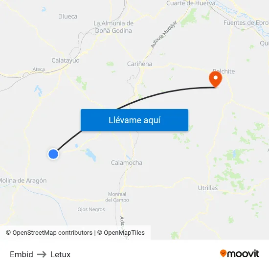 Embid to Letux map