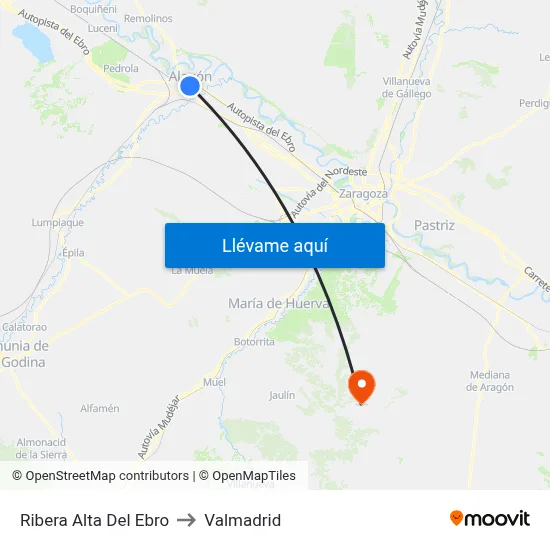 Ribera Alta Del Ebro to Valmadrid map