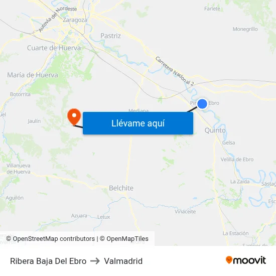 Ribera Baja Del Ebro to Valmadrid map
