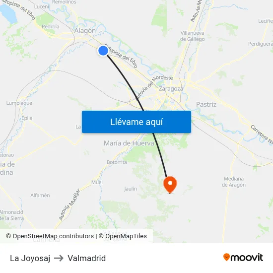 La Joyosaj to Valmadrid map