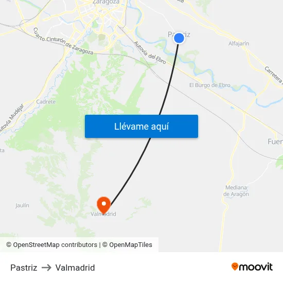 Pastriz to Valmadrid map