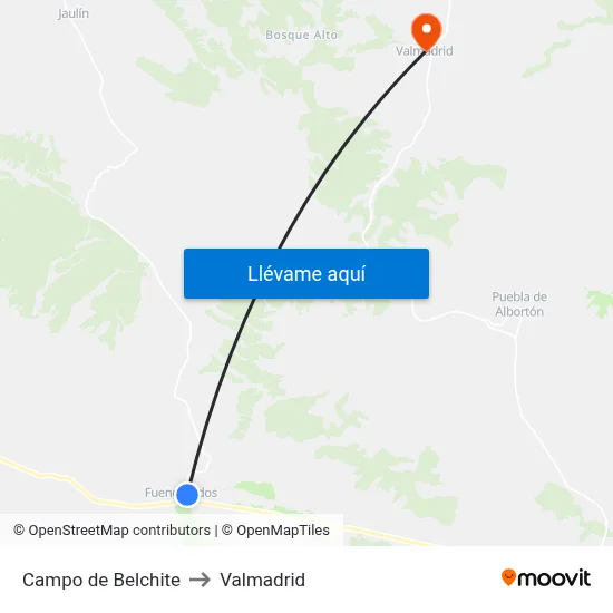 Campo de Belchite to Valmadrid map