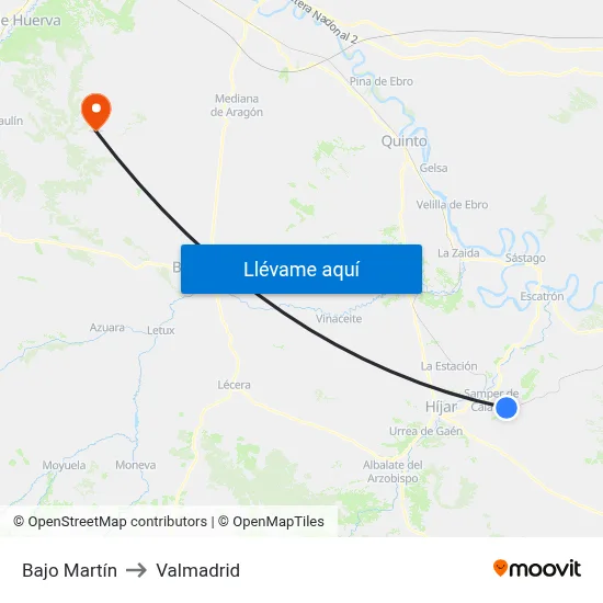 Bajo Martín to Valmadrid map