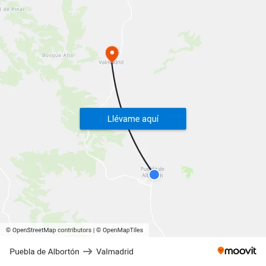 Puebla de Albortón to Valmadrid map