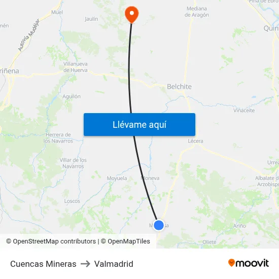 Cuencas Mineras to Valmadrid map