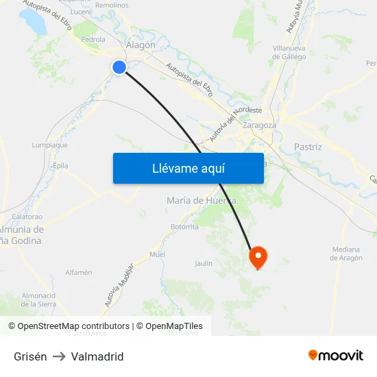 Grisén to Valmadrid map
